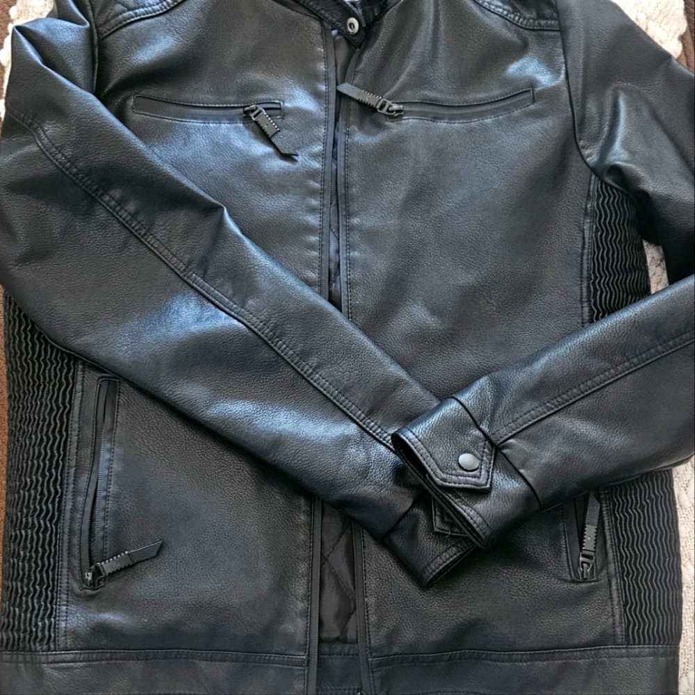 Men Faux Leather Biker Jacket